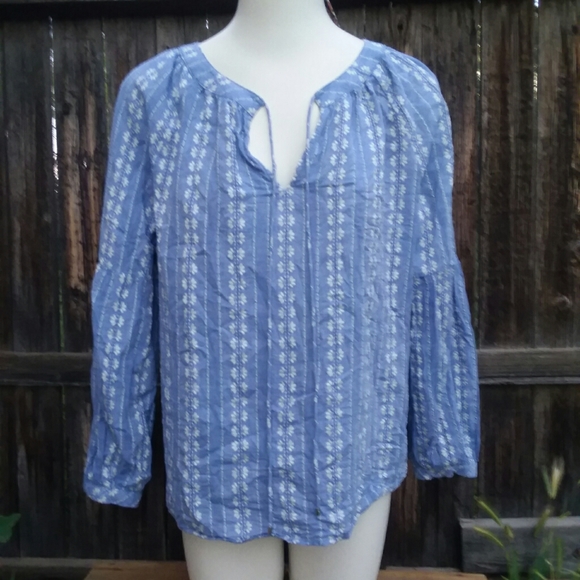 Light Blue Cotton Tommy Hilfigure Summer Blouse. - Picture 3 of 4